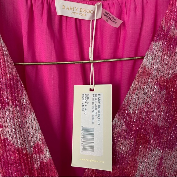 New with Tags Ramy Brook Pink Flowy "Meyer" Print Dress. Large. - Picture 2 of 5